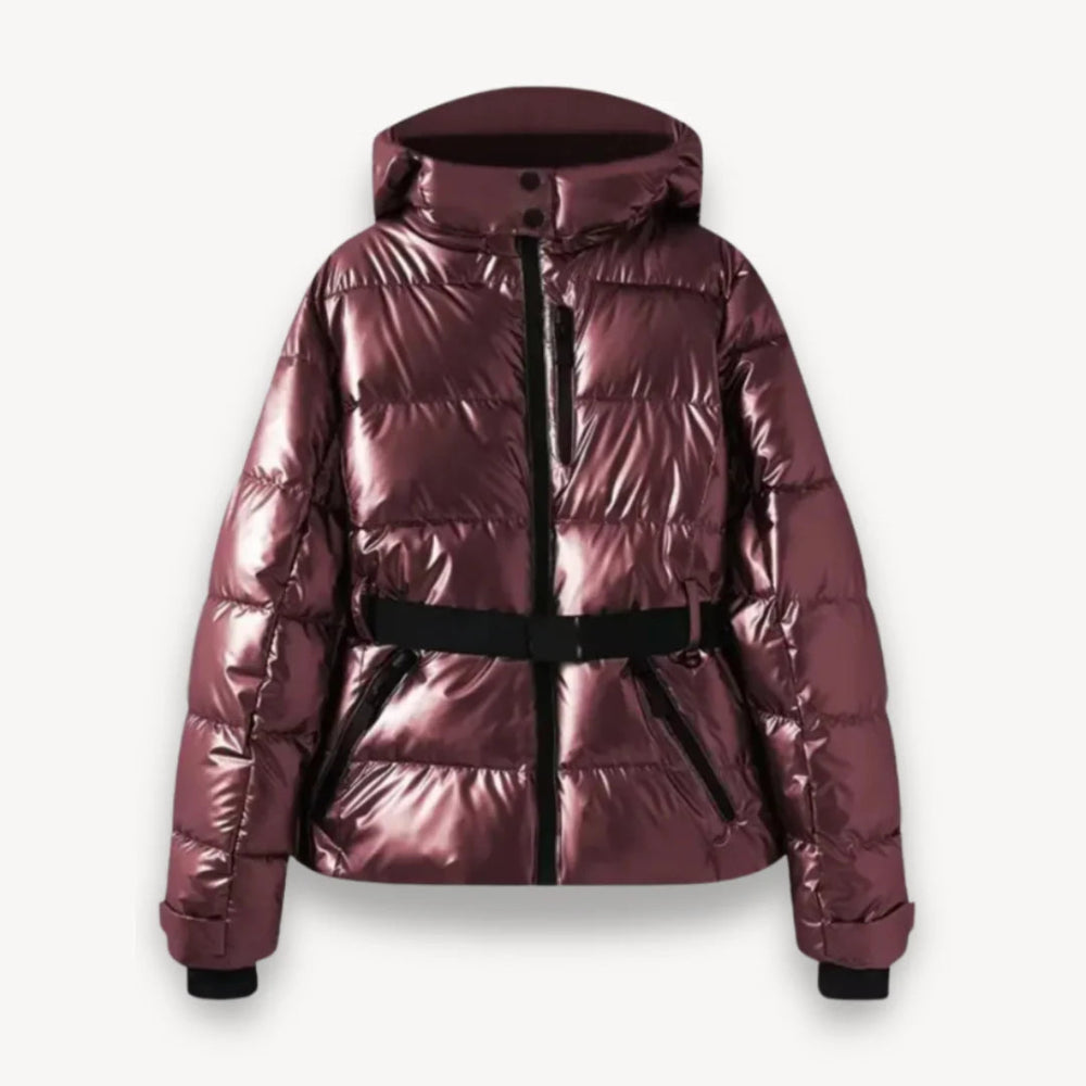 Women’s Insulated Puffer Jacket - Belted Hooded Winter Coat