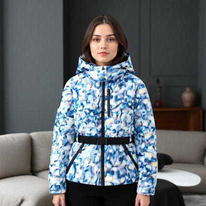 Women’s Insulated Puffer Jacket - Belted Hooded Winter Coat