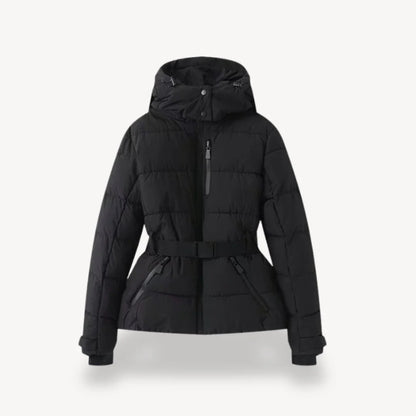 Women’s Insulated Puffer Jacket - Belted Hooded Winter Coat