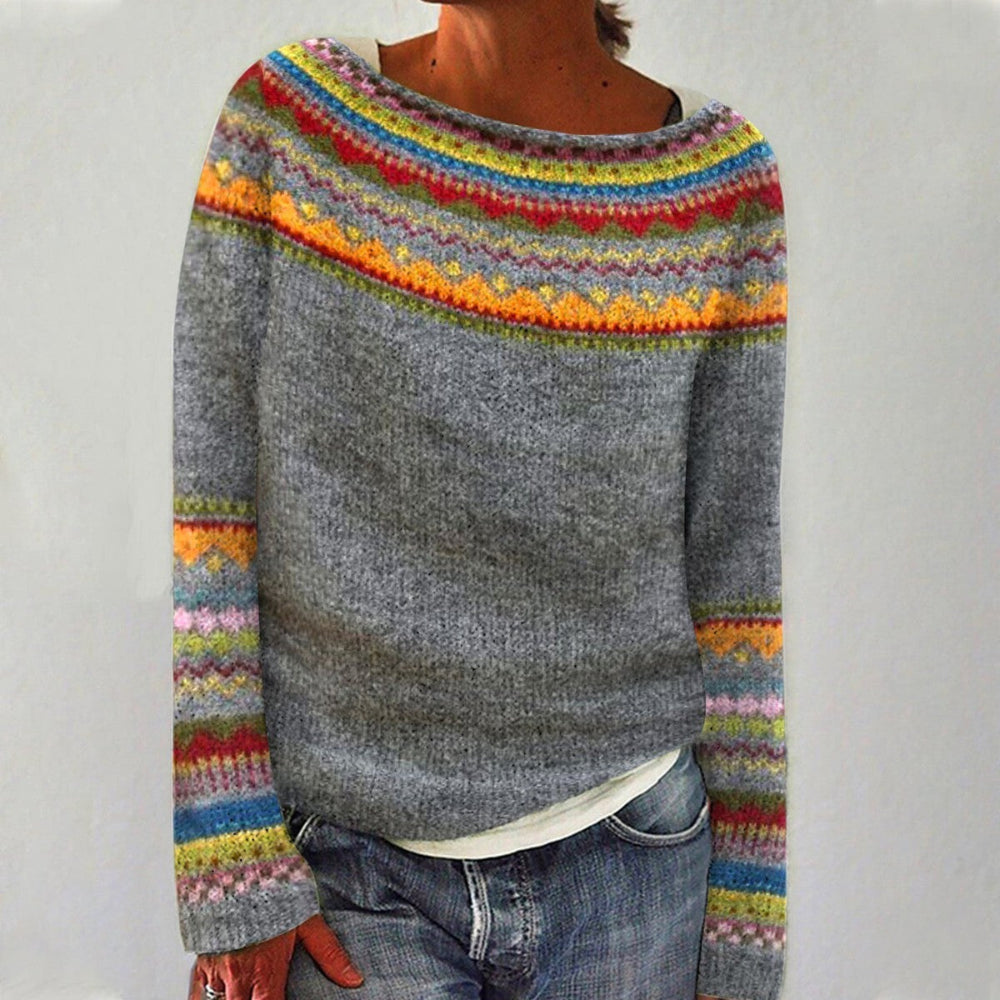 Women's Knitted Crew Neck Sweater Long Sleeve Cozy Fashion 1