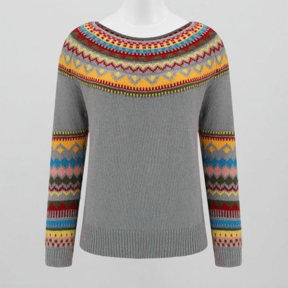 Women's Knitted Crew Neck Sweater Long Sleeve Cozy Fashion 2