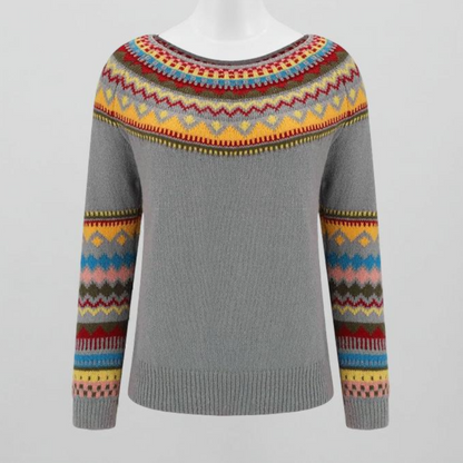 Women's Knitted Crew Neck Sweater Long Sleeve Cozy Fashion 2