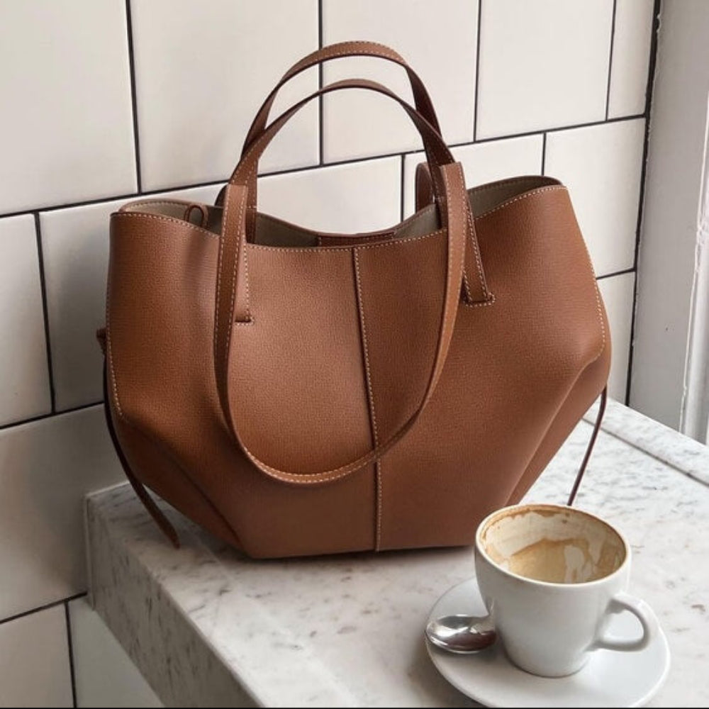 Women's Leather Tote Bag | Spacious Structured Everyday Handbag