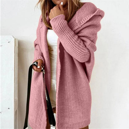 Women's Long Color Block Knit Winter Cardigan Layering Wear 11