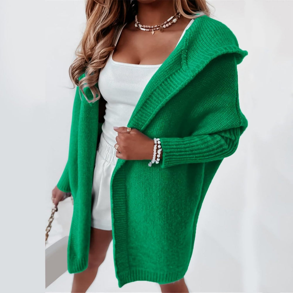 Women's Long Color Block Knit Winter Cardigan Layering Wear 22