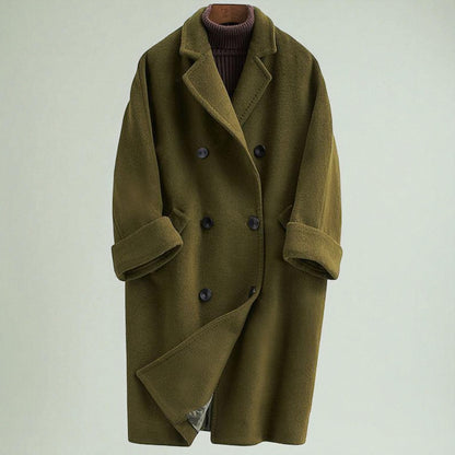 Women's Long Wool Overcoat Double Breasted Stylish Outerwear 1