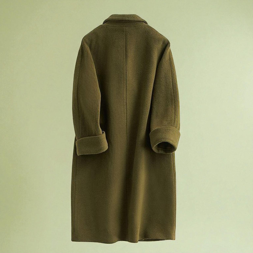 Women's Long Wool Overcoat Double Breasted Stylish Outerwear 2