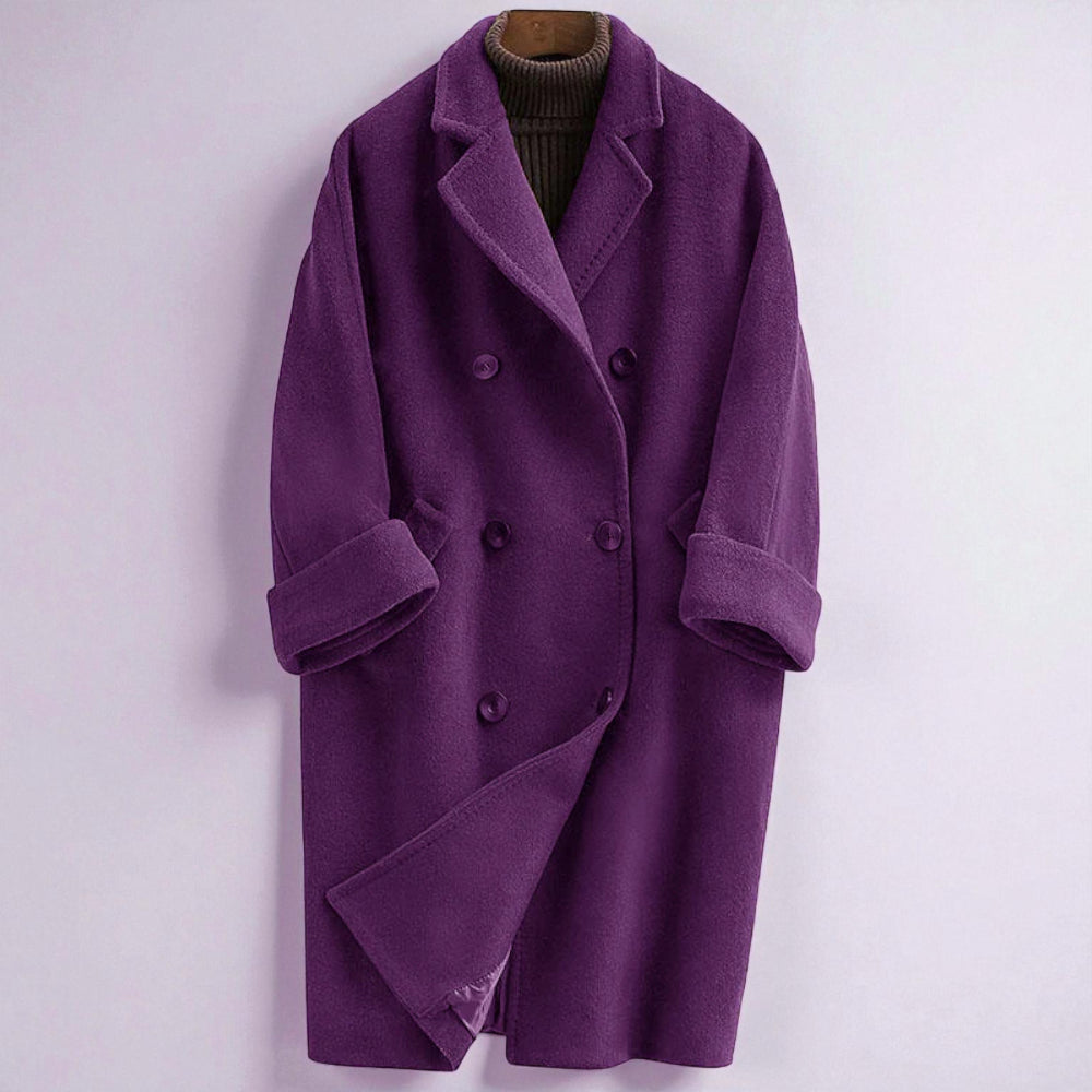 Women's Long Wool Overcoat Double Breasted Stylish Outerwear 6