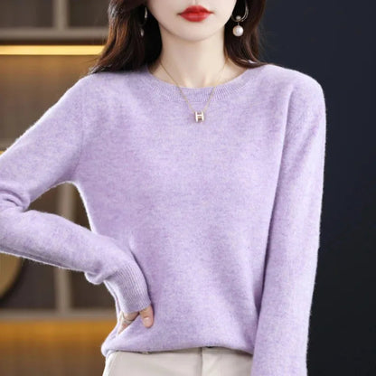 Women's Mock Neck Long Sleeve Knitted Sweater - Pullover