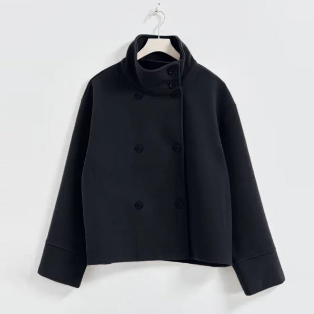 Women's Modern Wool Short Coat - High Neck Buttoned