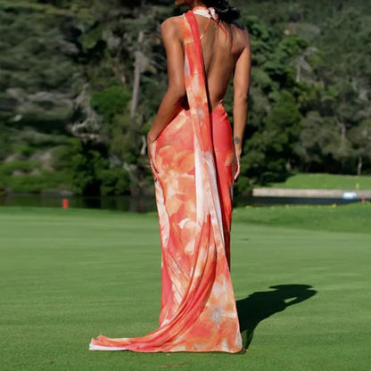 Women's One Shoulder Satin Evening Dress - Elegant Draped Maxi