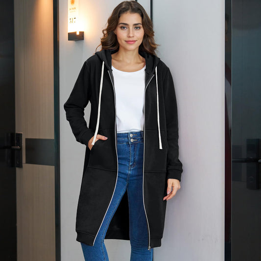 Women's Oversized Fleece Jacket Lined Zip Hoodie 1