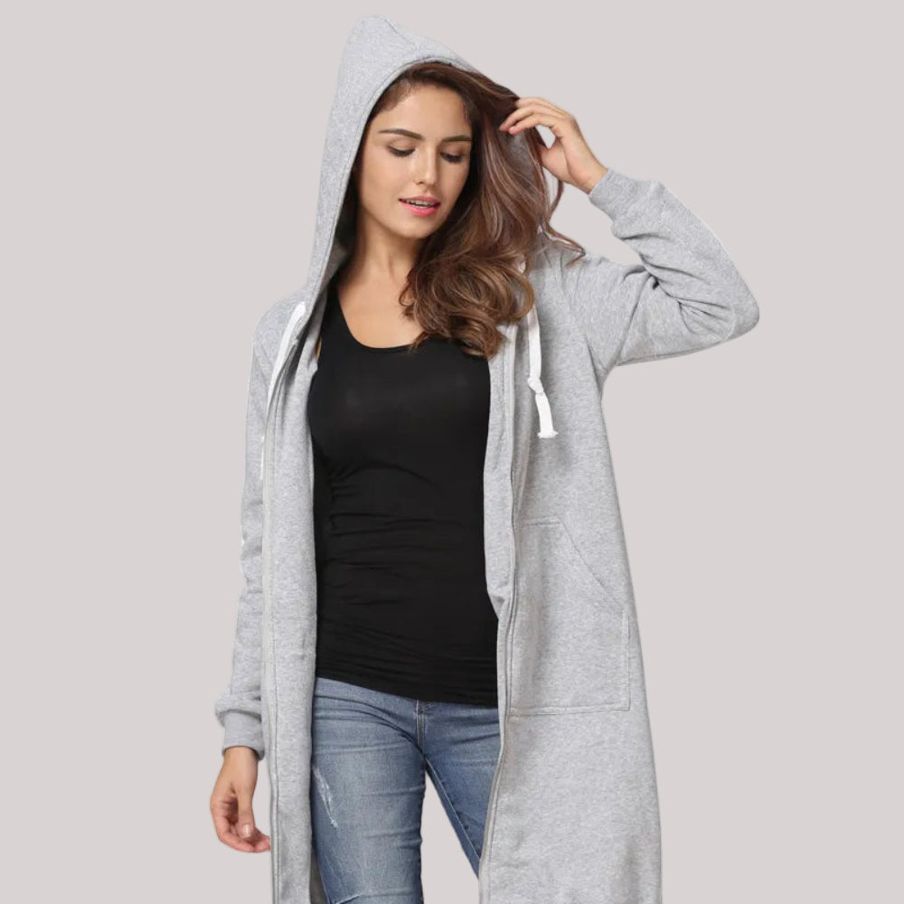 Women's Oversized Fleece Jacket Lined Zip Hoodie 12