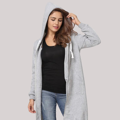Women's Oversized Fleece Jacket Lined Zip Hoodie 12