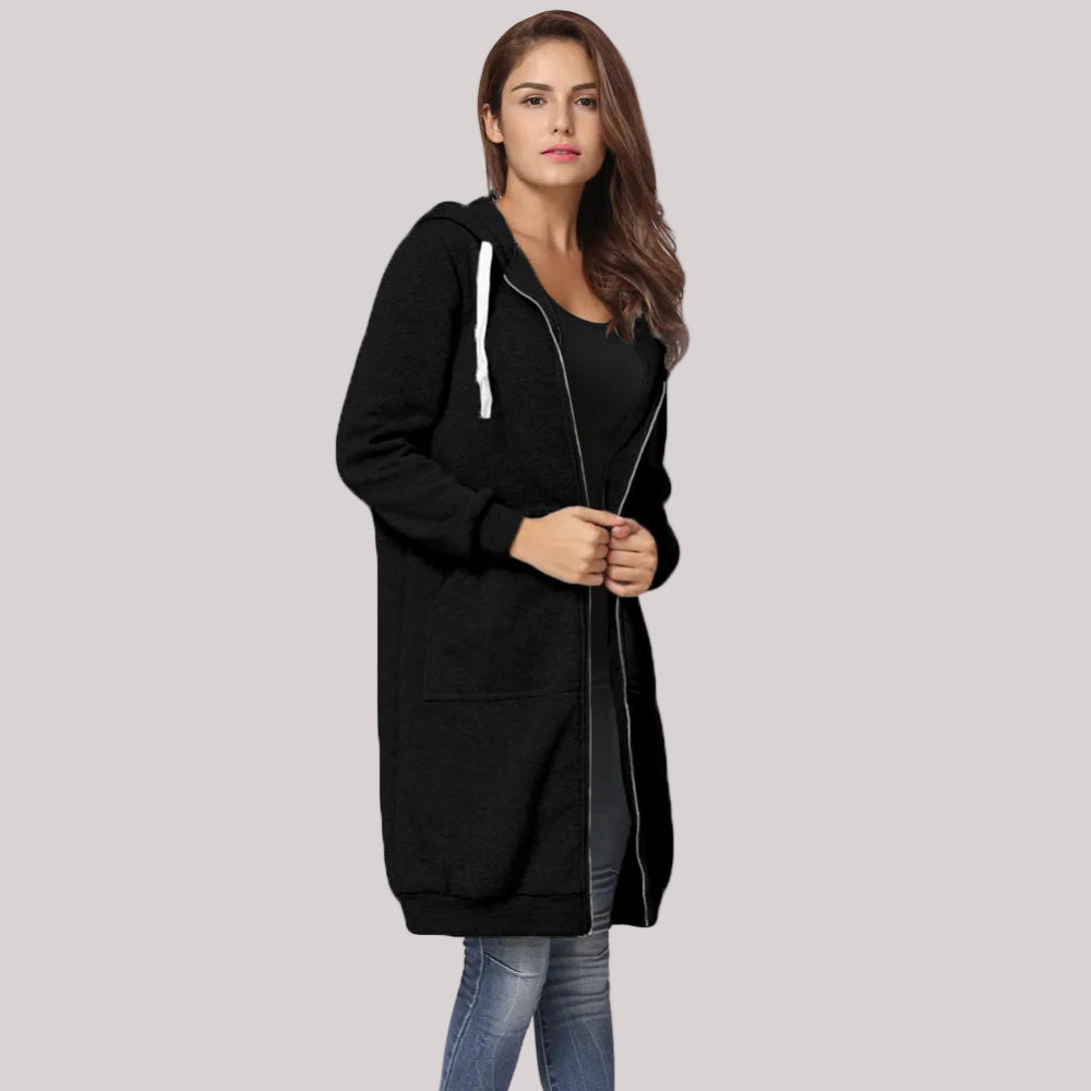 Women's Oversized Fleece Jacket Lined Zip Hoodie 3