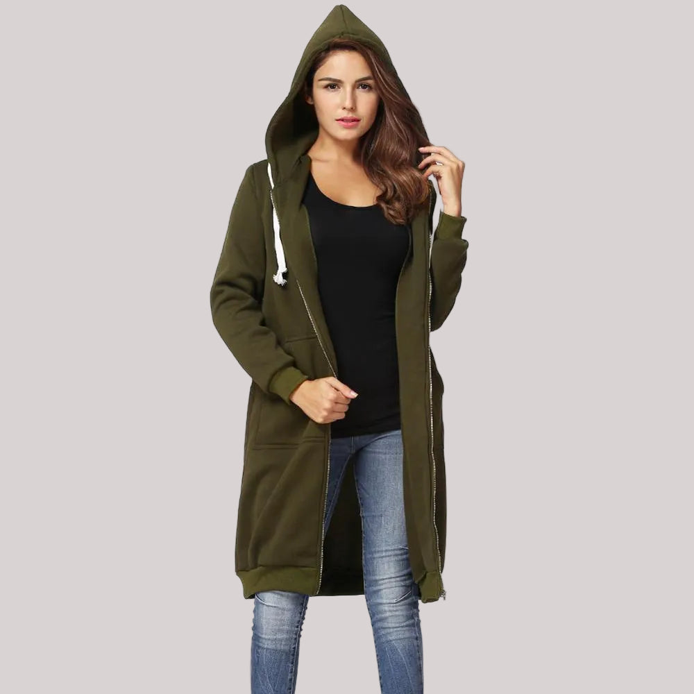 Women's Oversized Fleece Jacket Lined Zip Hoodie 8