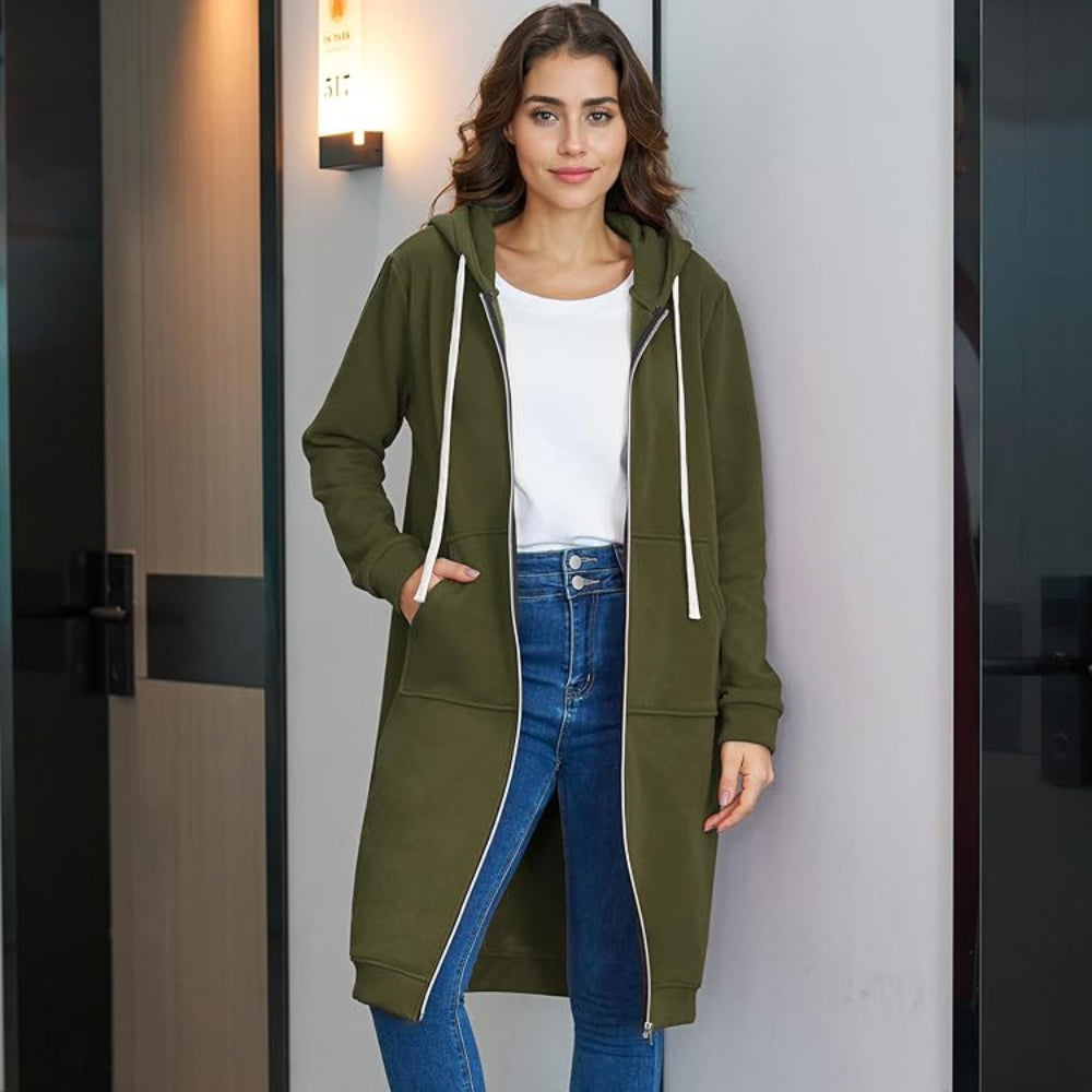 Women's Oversized Fleece Jacket Lined Zip Hoodie 9