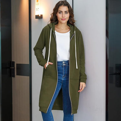 Women's Oversized Fleece Jacket Lined Zip Hoodie 9