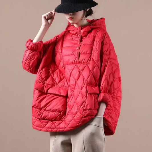 Women’s Oversized Puffer Jacket – Lightweight Hooded Winter Coat