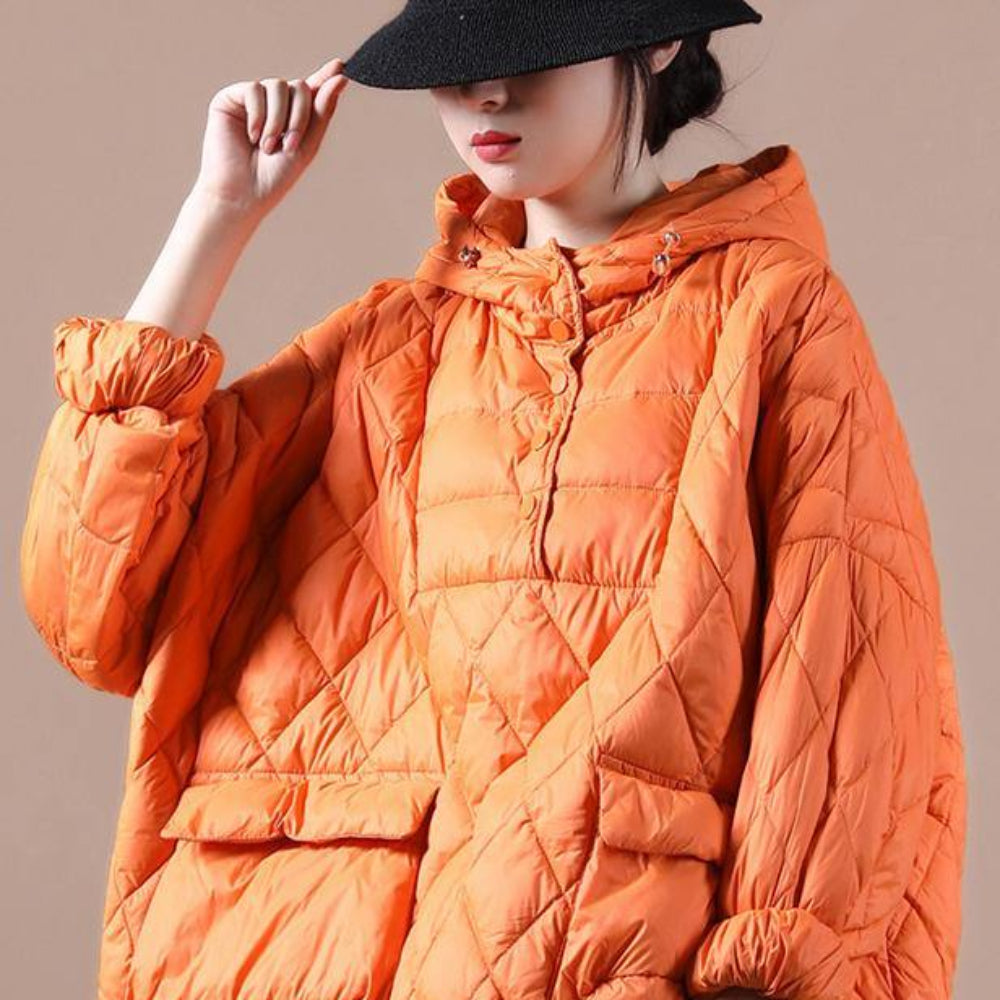 Women’s Oversized Puffer Jacket – Lightweight Hooded Winter Coat