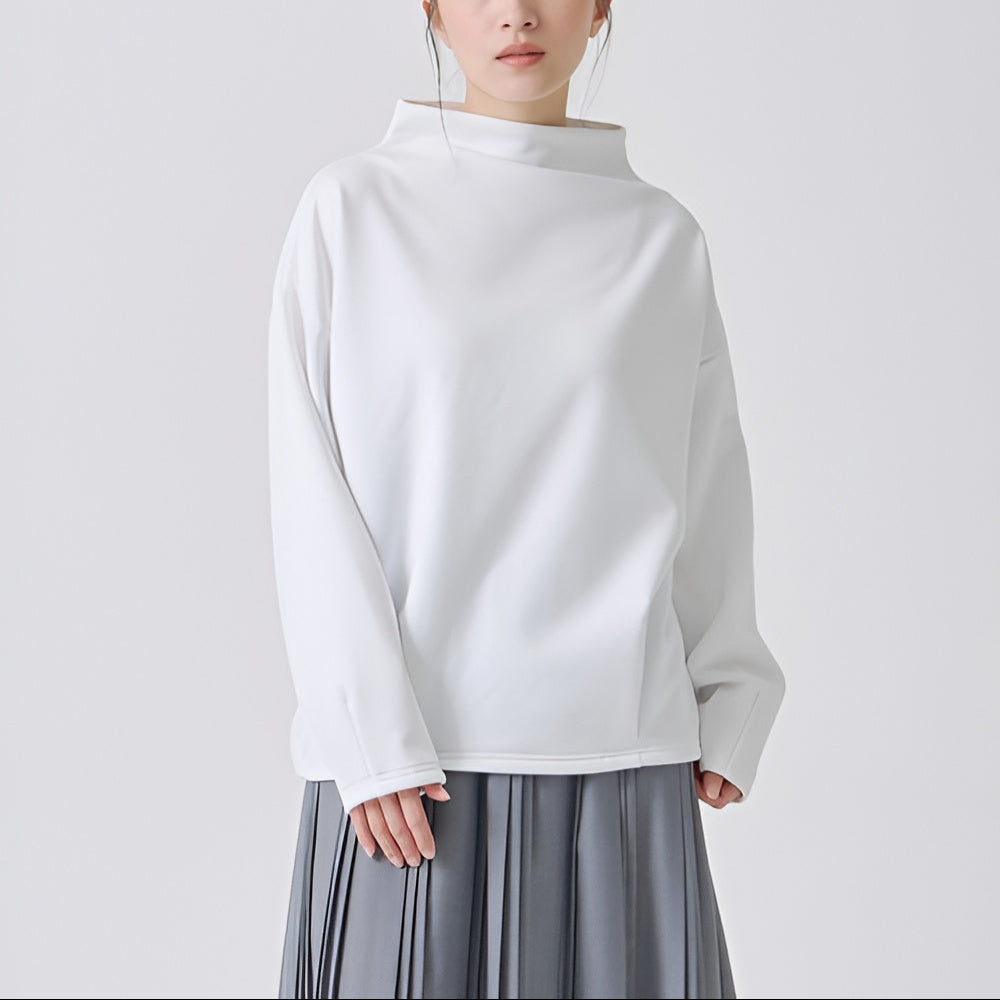 Women's Oversized Sweater High-Neck Soft Knit Top Elegant Comfort 7