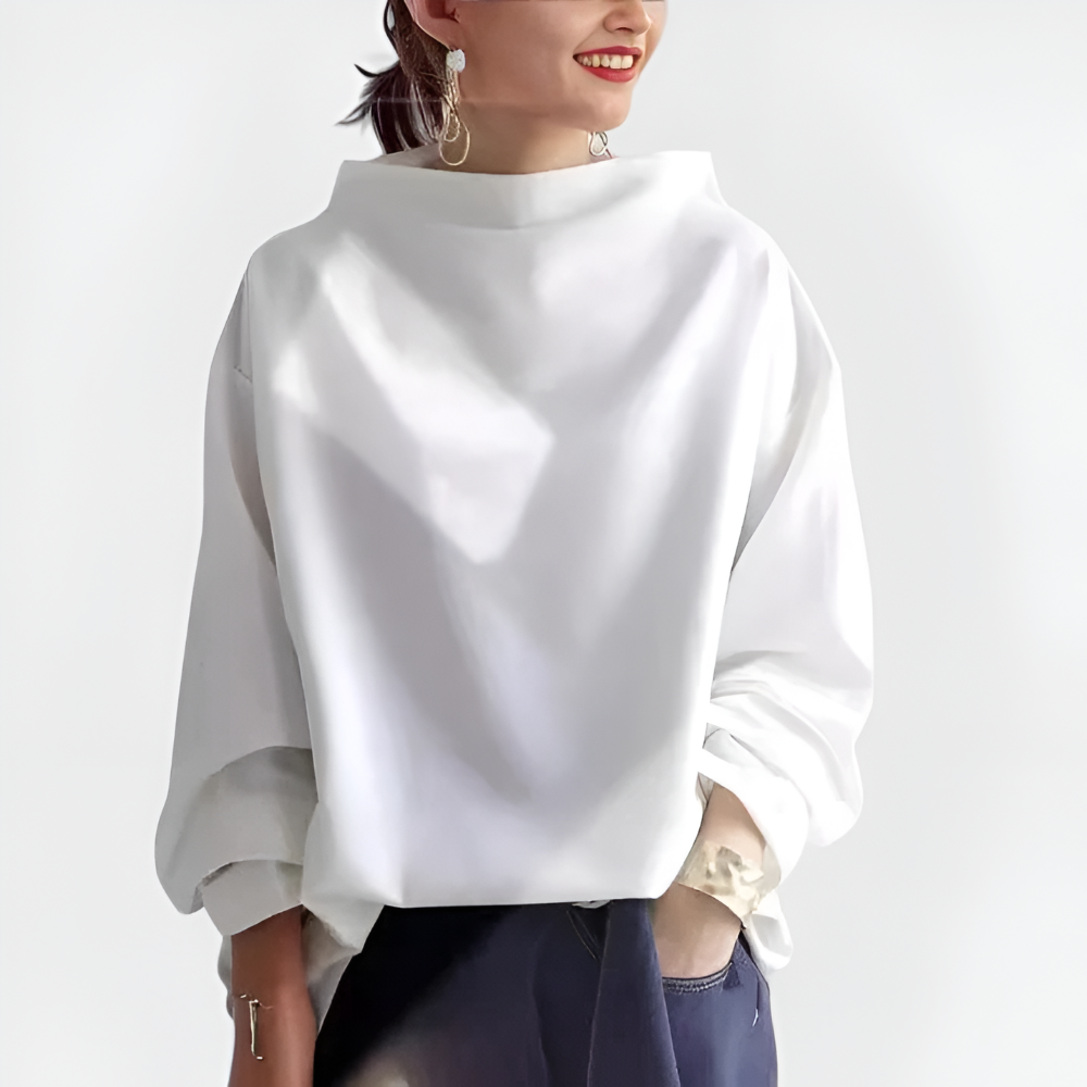 Women's Oversized Sweater High-Neck Soft Knit Top Elegant Comfort 