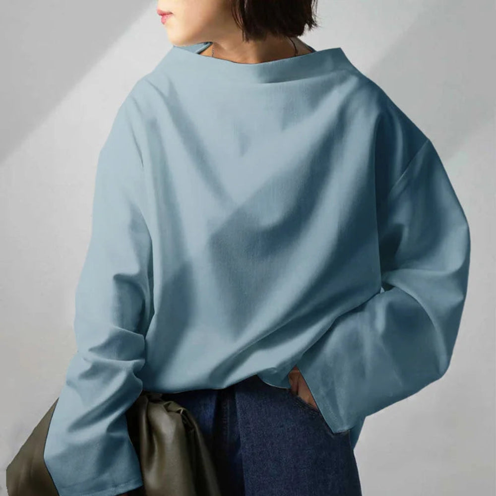 Women's Oversized Sweater High-Neck Soft Knit Top Elegant Comfort 5