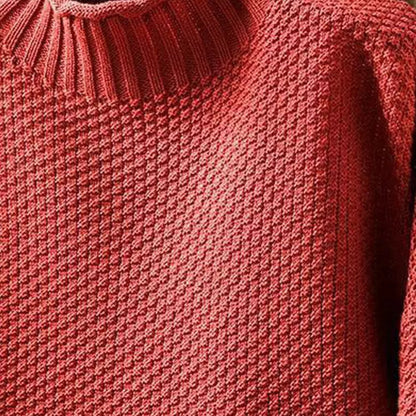 Women's Oversized Textured Turtleneck Long Sleeve Sweater - Pullover