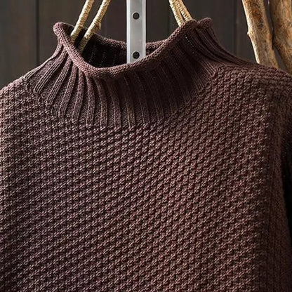Women's Oversized Textured Turtleneck Long Sleeve Sweater - Pullover