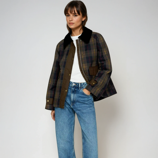 Women's Plaid Chore Coat Jacket - Oversized Button Front