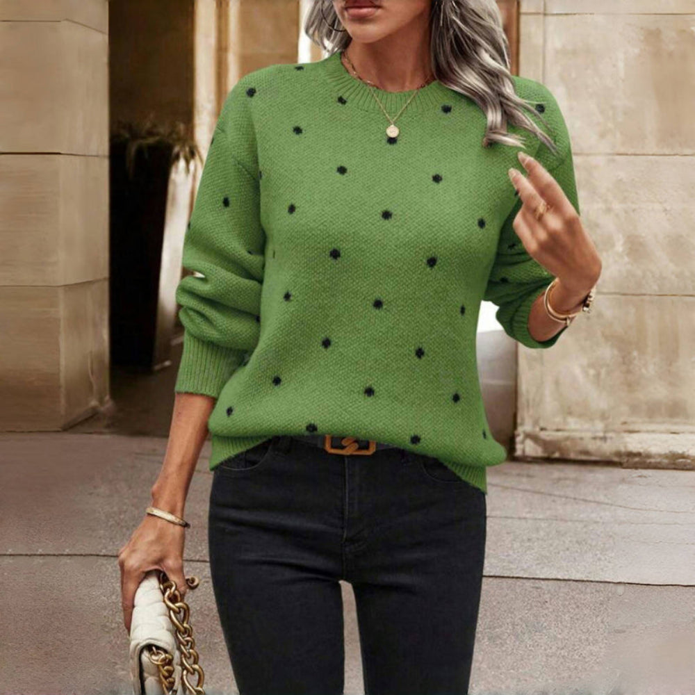 Women's Polka Dot Sweater Casual Knit Top 4