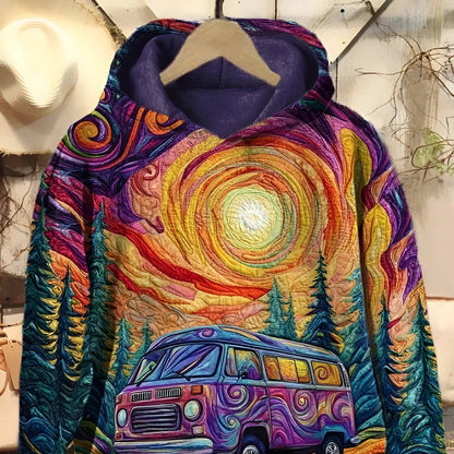 Women's Psychedelic Print Hoodie - Pullover Oversized