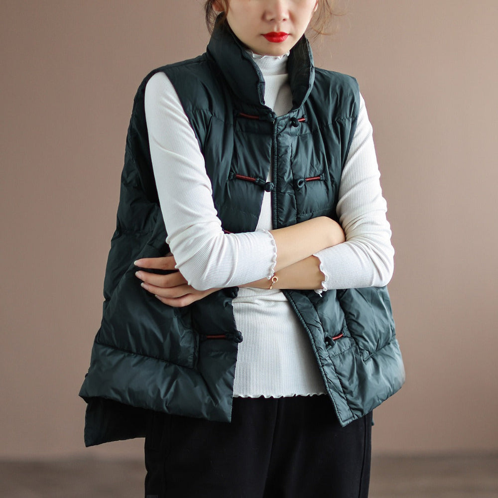 Women's Puffer Vest Red Stand Collar Winter Jacket 3