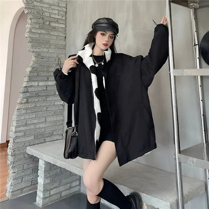 Women's Reversible Heart Sherpa Jacket Stylish Outerwear 2