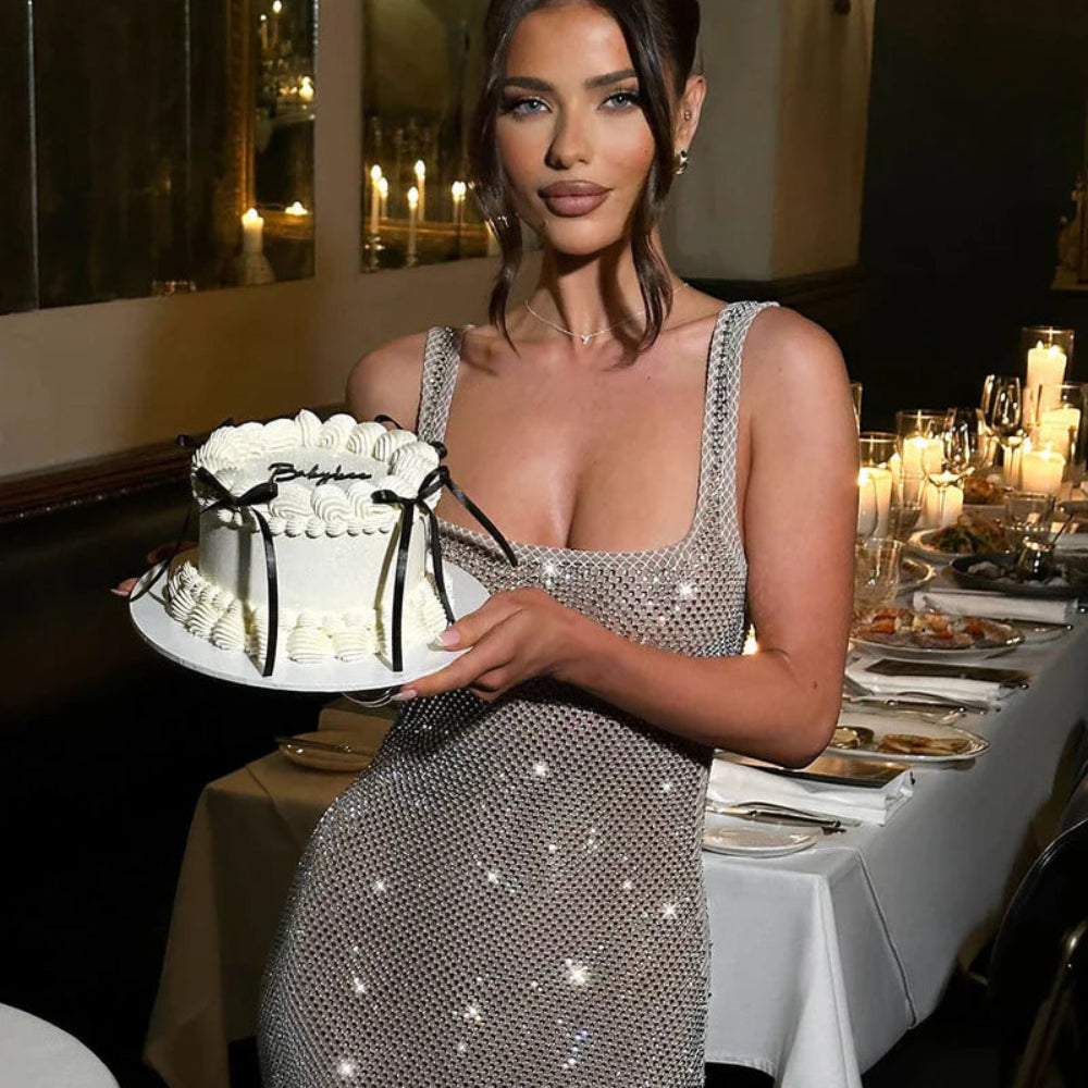 Women's Sequin Sleeveless Party Dress - Bodycon Maxi