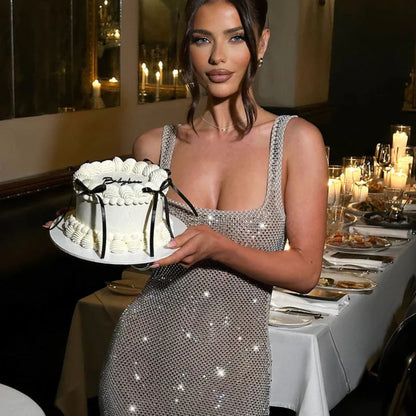 Women's Sequin Sleeveless Party Dress - Bodycon Maxi