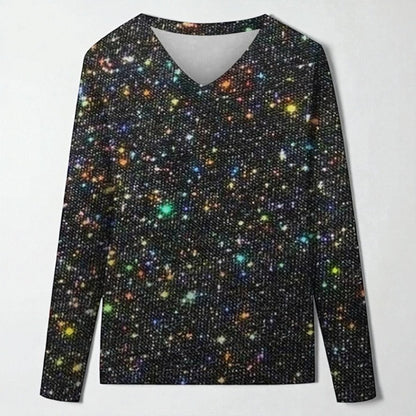 Women's Sequin Top V-Neck Sparkling Sweater Top 6