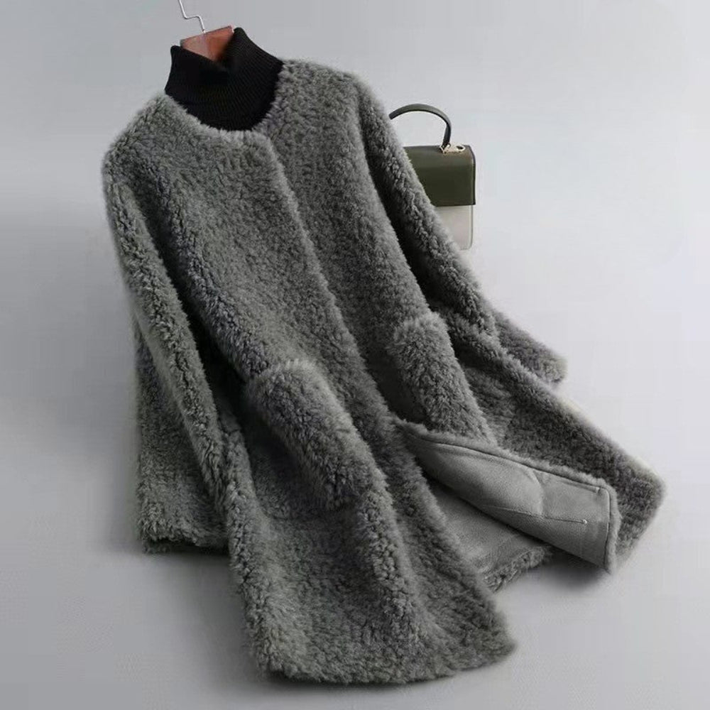 Women's Shearling Fur Coat Soft Chic Tailored Warmth 9