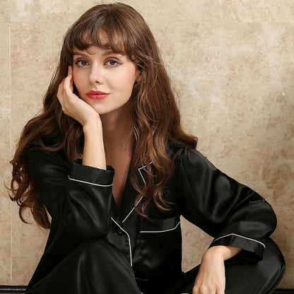 Women's Silk Pajamas Set Two-Piece Casual Sleepwear 13