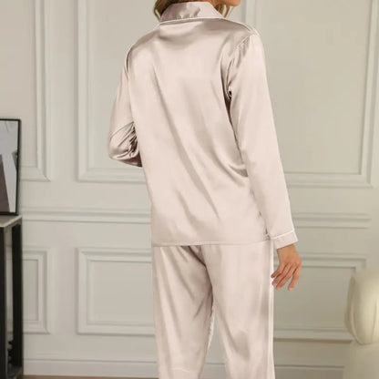 Women's Silk Pajamas Set Two-Piece Casual Sleepwear 2
