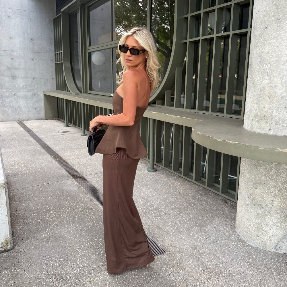 Women's Strapless Formal Dress Set - Peplum Two Piece