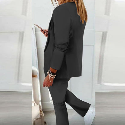 Women's Suit Blazer Trousers Set Stylish Outfit 4