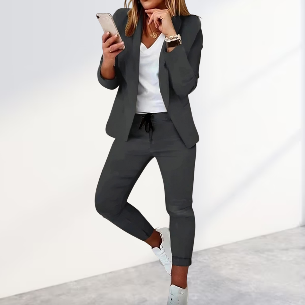 Women's Suit Blazer Trousers Set Stylish Outfit 3