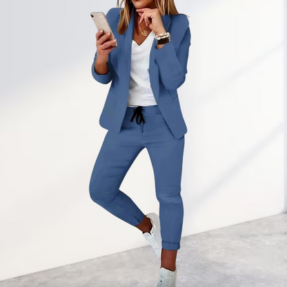 Women's Suit Blazer Trousers Set Stylish Outfit 5