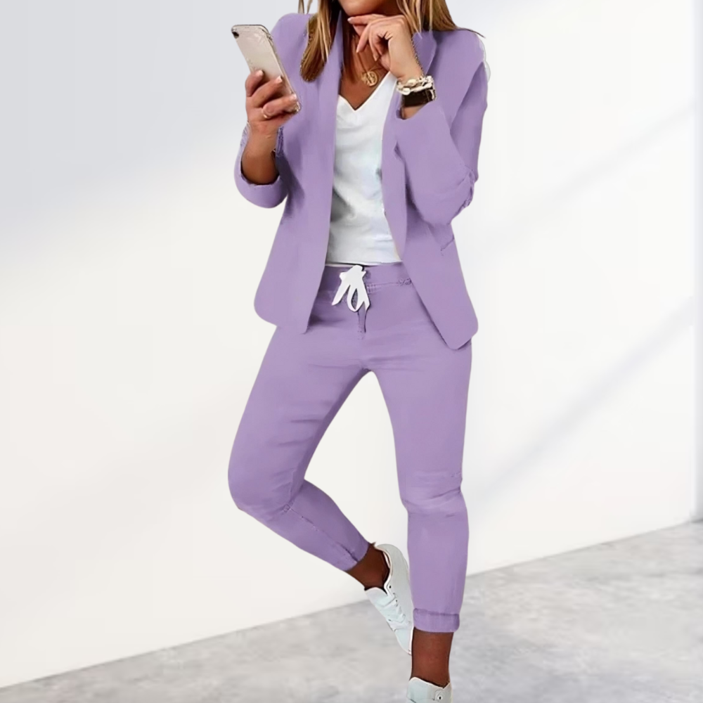 Women's Suit Blazer Trousers Set Stylish Outfit 7