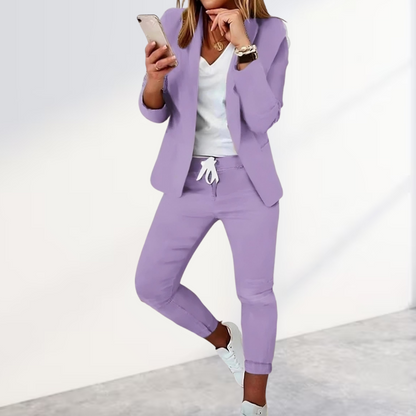 Women's Suit Blazer Trousers Set Stylish Outfit 7