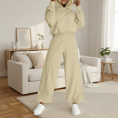 Women's Tracksuit Set Cropped Hoodie Wide-Leg Trousers Style 11