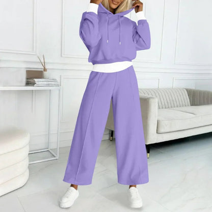 Women's Tracksuit Set Cropped Hoodie Wide-Leg Trousers Style 3