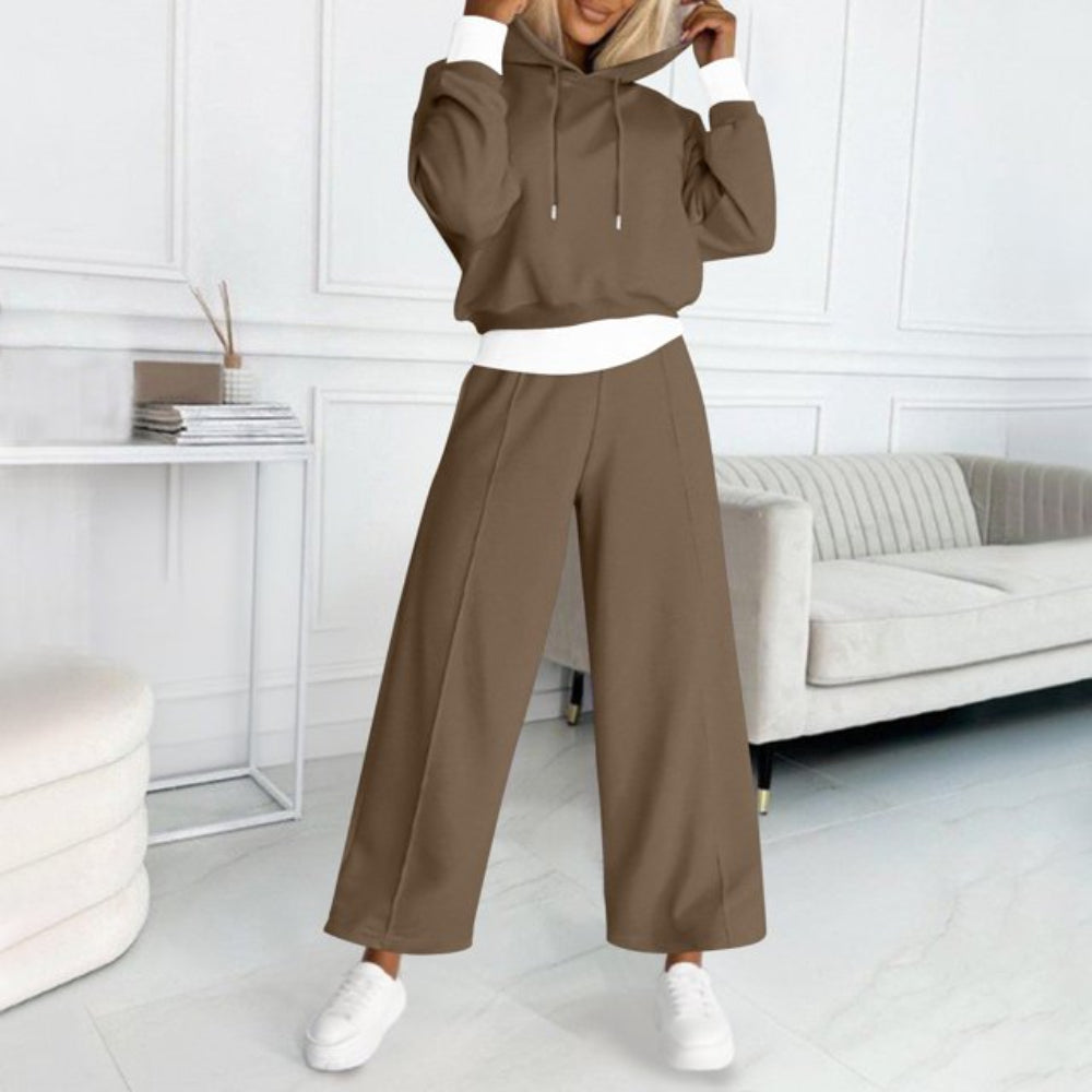 Women's Tracksuit Set Cropped Hoodie Wide-Leg Trousers Style 5