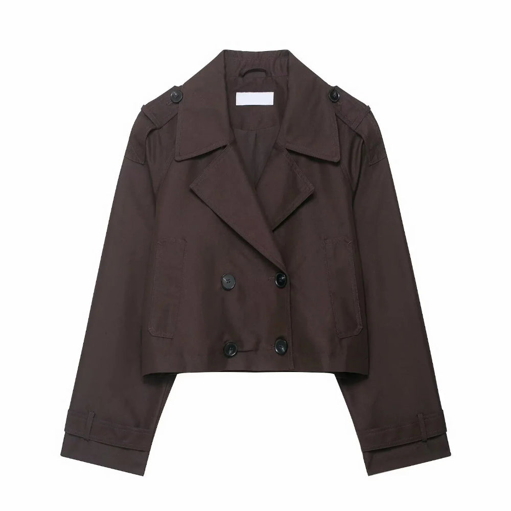 Women's Trench Coat Double Breasted Winter Jacket 6